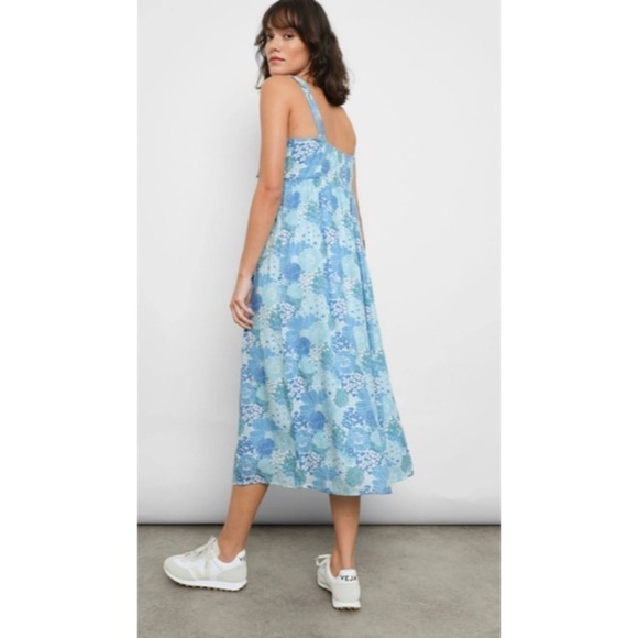Rails Women SERAFINA AZURE WALLFLOWER Floral Midi Linen Dress Blue NWT Sz Large - Picture 4 of 10